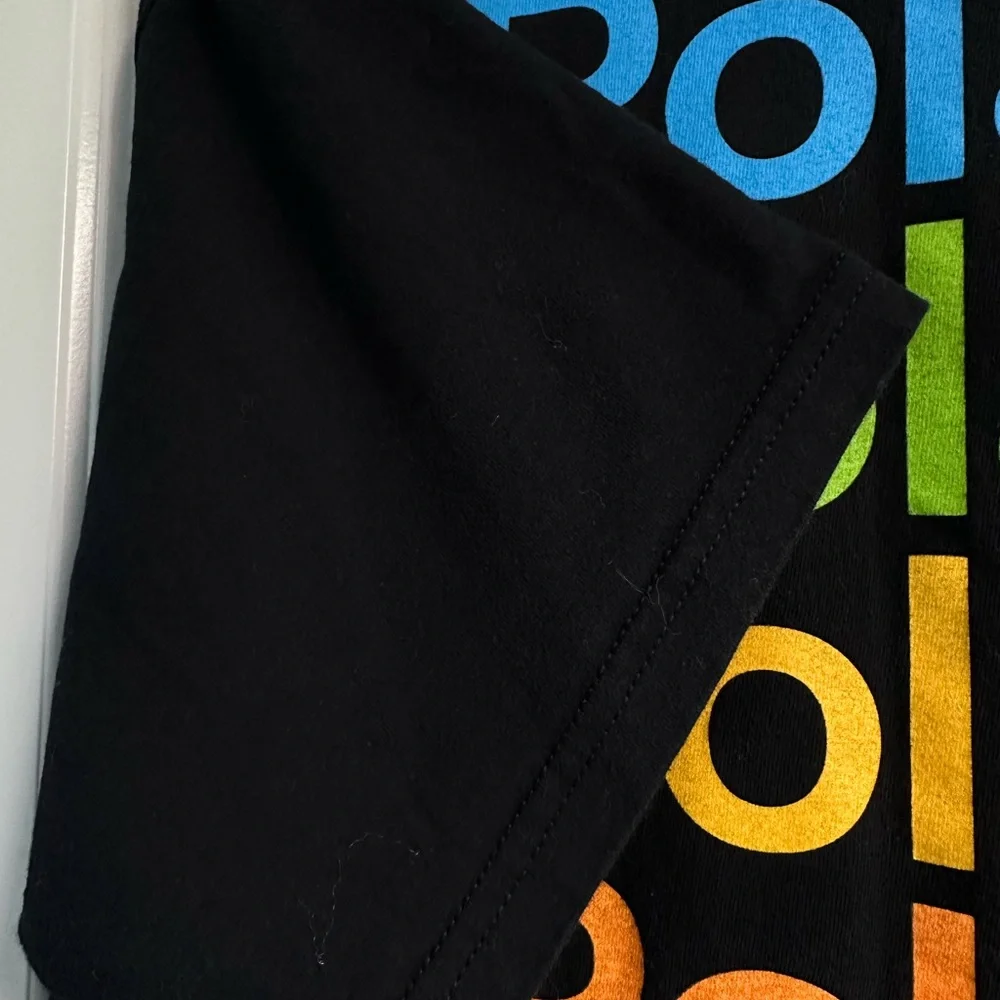 Men’s L Black Official Polaroid T-shirt With The Word “Polaroid” Written 5 Times - Picture 7 of 16